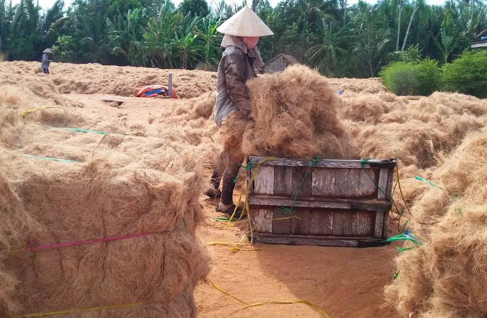 Làng nghề chỉ xơ dừa An Thạnh Bến Tre nổi tiếng gần xa