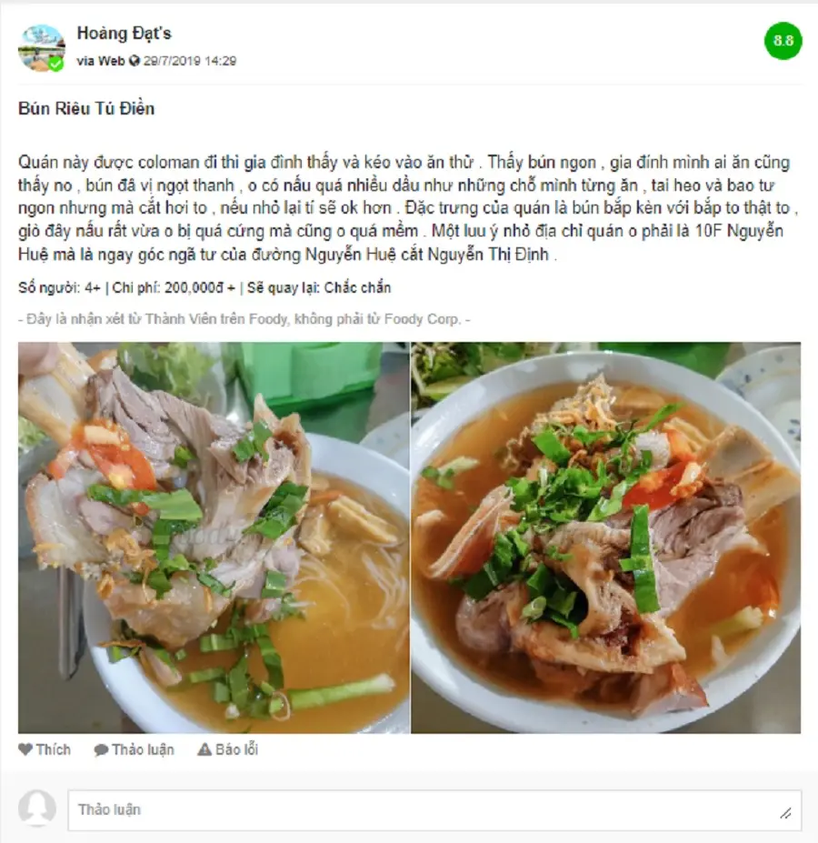 Thưởng thức b&uacute;n ri&ecirc;u T&uacute; Điền đậm đ&agrave; hương vị miền T&acirc;y 5