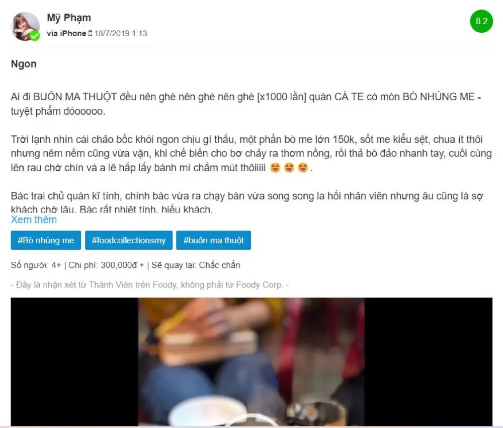 Đậm đ&agrave; m&oacute;n b&ograve; nh&uacute;ng me C&agrave; Te qu&aacute;n 5