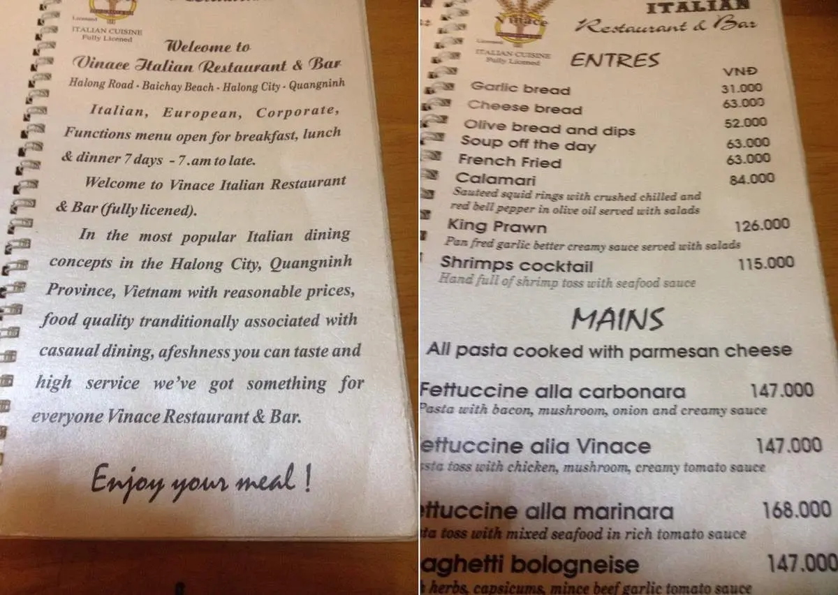 Vinace Italian Restaurant Hạ Long - Thưởng thức ẩm thực &Yacute; khi đến vịnh Thi&ecirc;n Đường 3