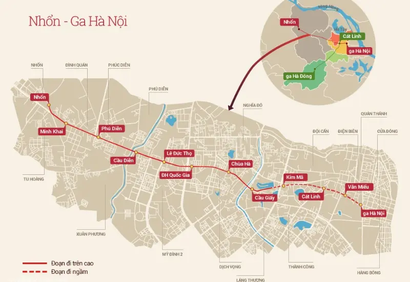 Tuyến metro Nhổn - ga H&agrave; Nội: Hướng dẫn di chuyển, lộ tr&igrave;nh 10