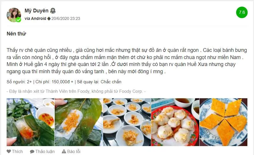 Thưởng thức đặc sắc ẩm thực truyền thống Huế tại qu&aacute;n b&aacute;nh Mụ Đỏ 12