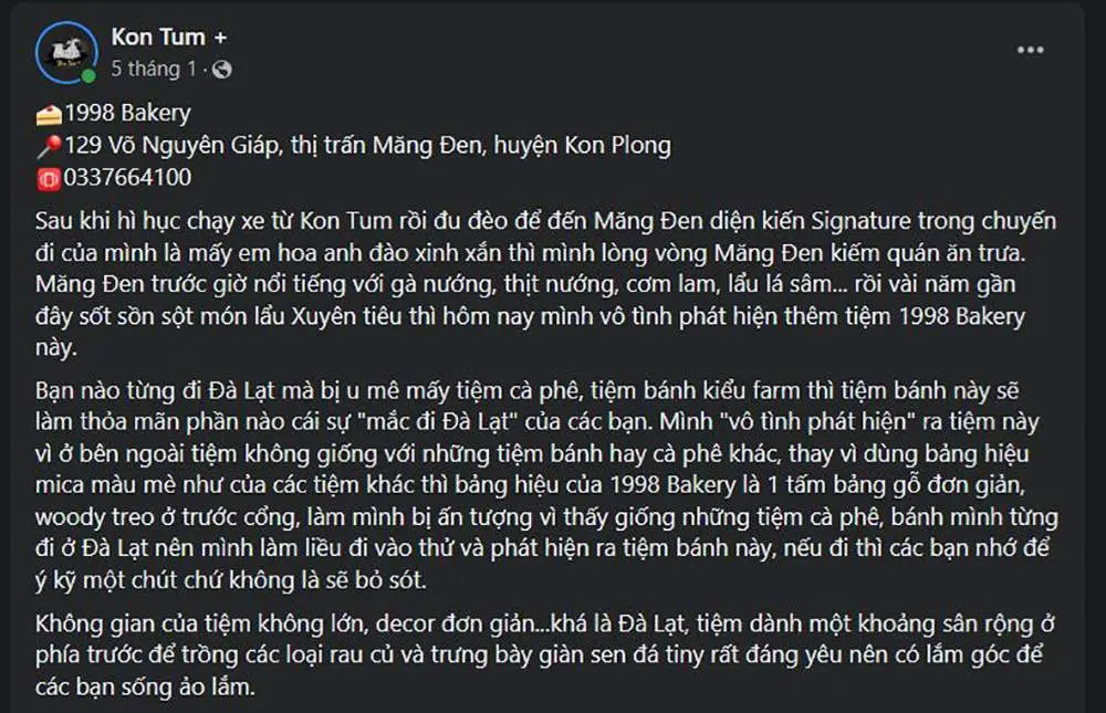 1998 Bakery, tiệm b&aacute;nh nhỏ mang hương vị Đ&agrave; Lạt ở Măng Đen 9
