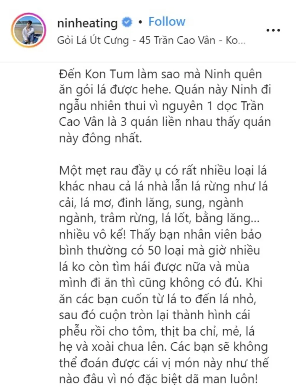 Qu&aacute;n &Uacute;t Cưng, gỏi l&aacute; độc đ&aacute;o Kon Tum 7