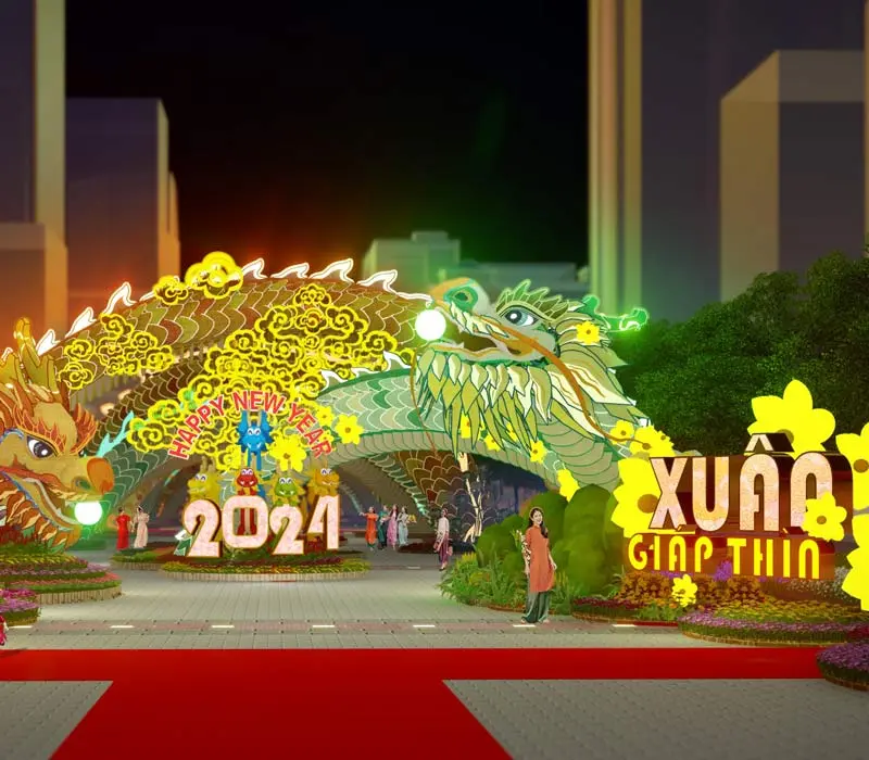 Khám phá đường hoa Nguyễn Huệ 2024 và linh vật Rồng siêu hoành tráng