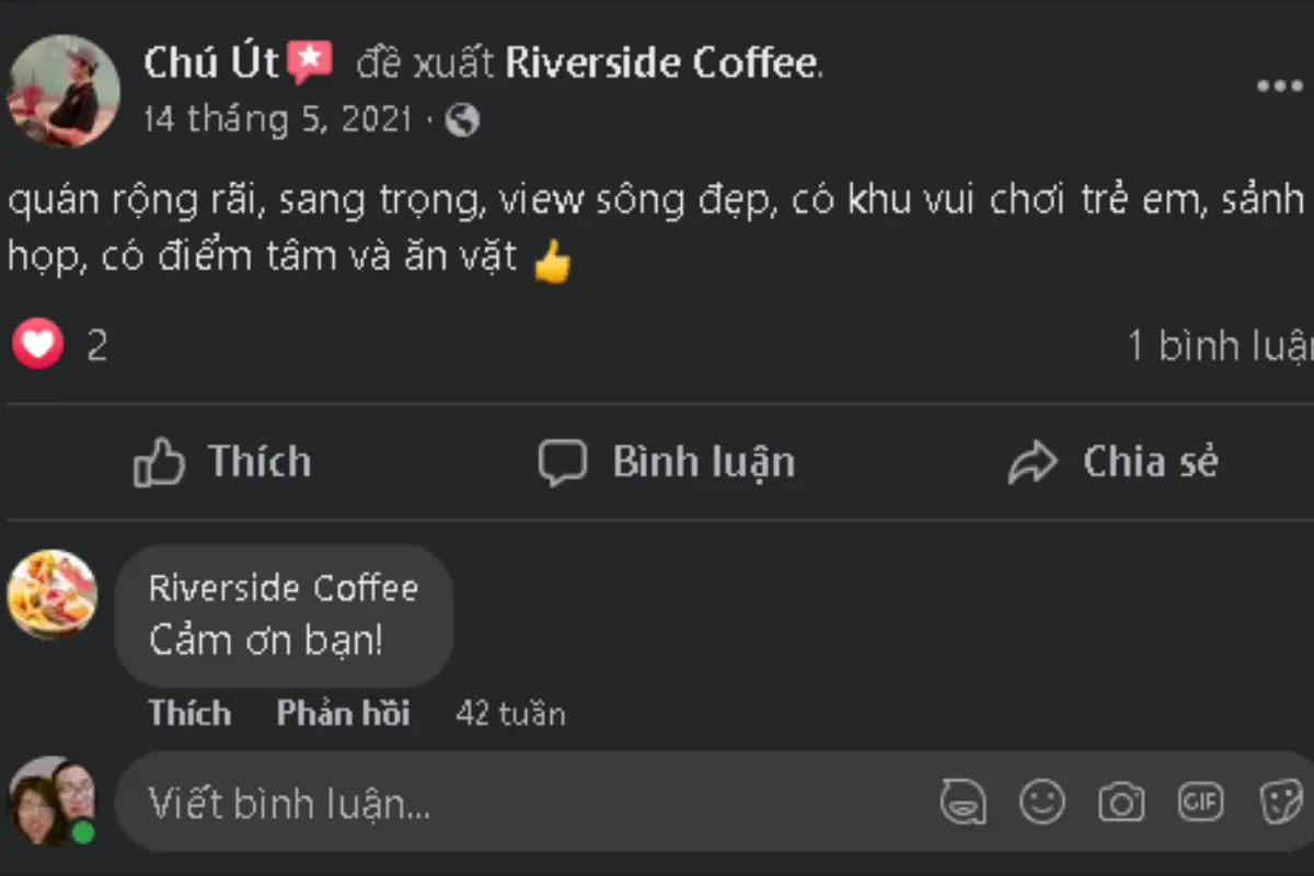 Đến Riverside Coffee cảm nhận kh&ocirc;ng gian trong l&agrave;nh kế b&ecirc;n hồ nước thơ mộng 6