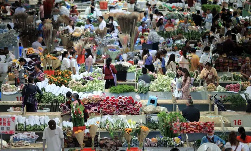 Chợ hoa Đấu Nam, c&aacute;nh gi&oacute; cho thị trường hoa Trung Quốc 2