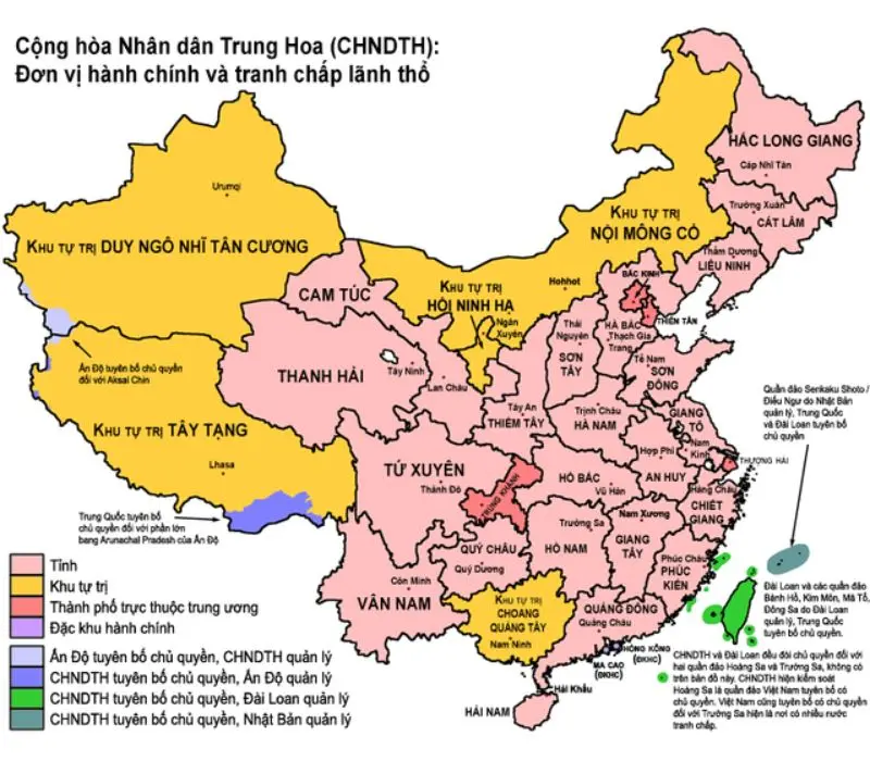 Danh sách các tỉnh của Trung Quốc và cách phân chia hành chính