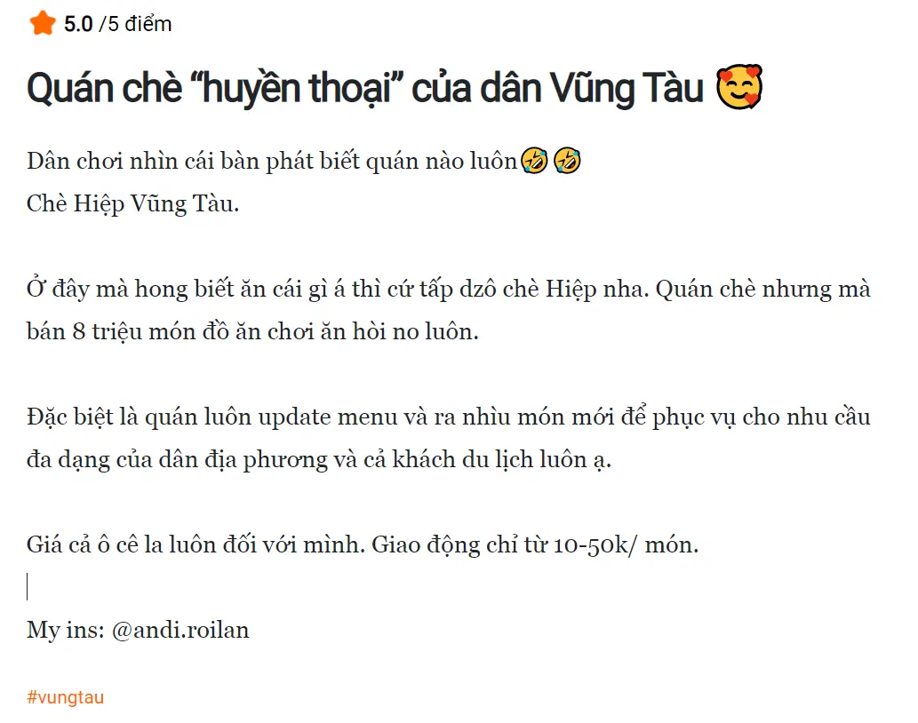 Ch&egrave; Hiệp Vũng T&agrave;u - Tụ điểm nạp đường cho người chơi hệ ngọt lịm tim 11